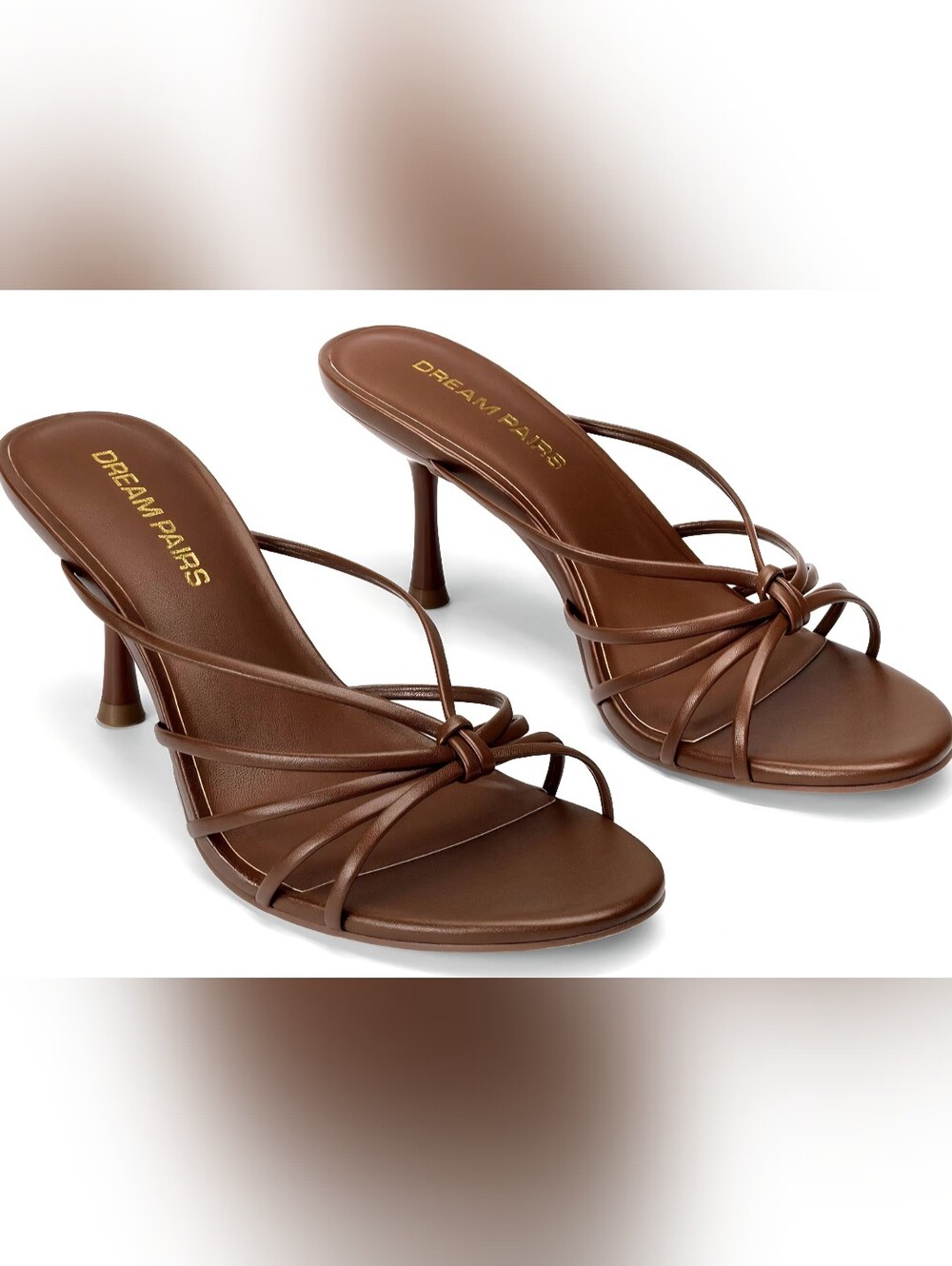 NIB Chocolate Brown Strappy Kitten Heel Sandals Size 9